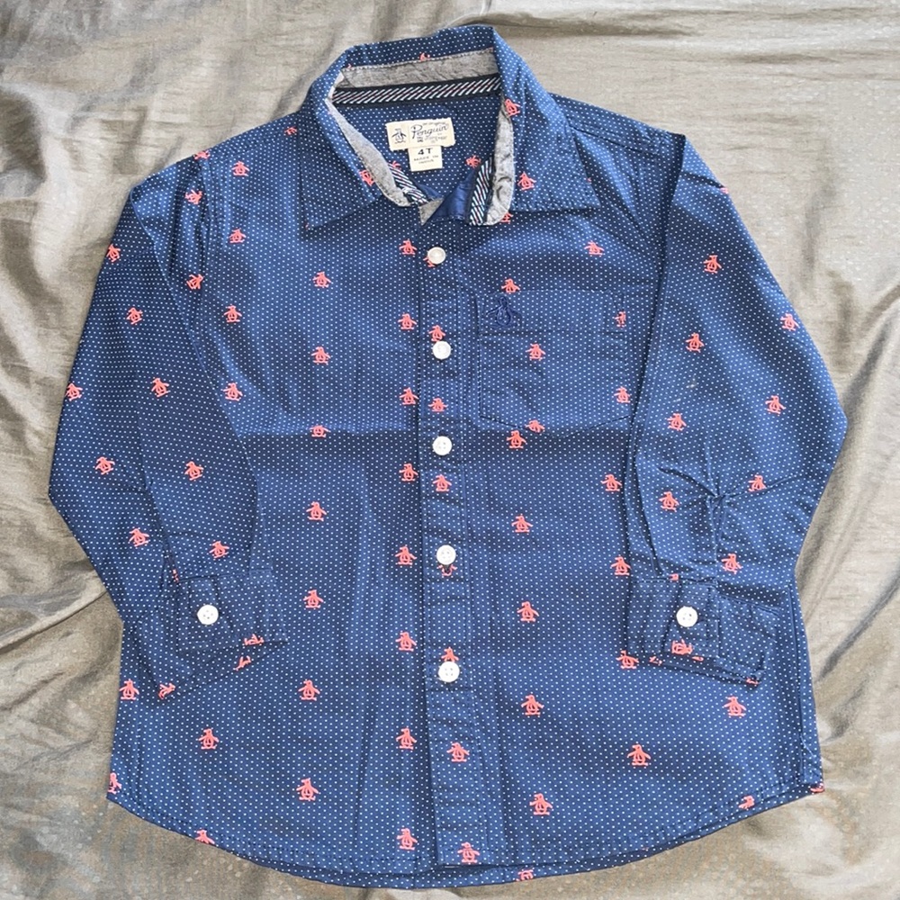 Original Penguin Toddler Boy Long Sleeve Button Down Shirt